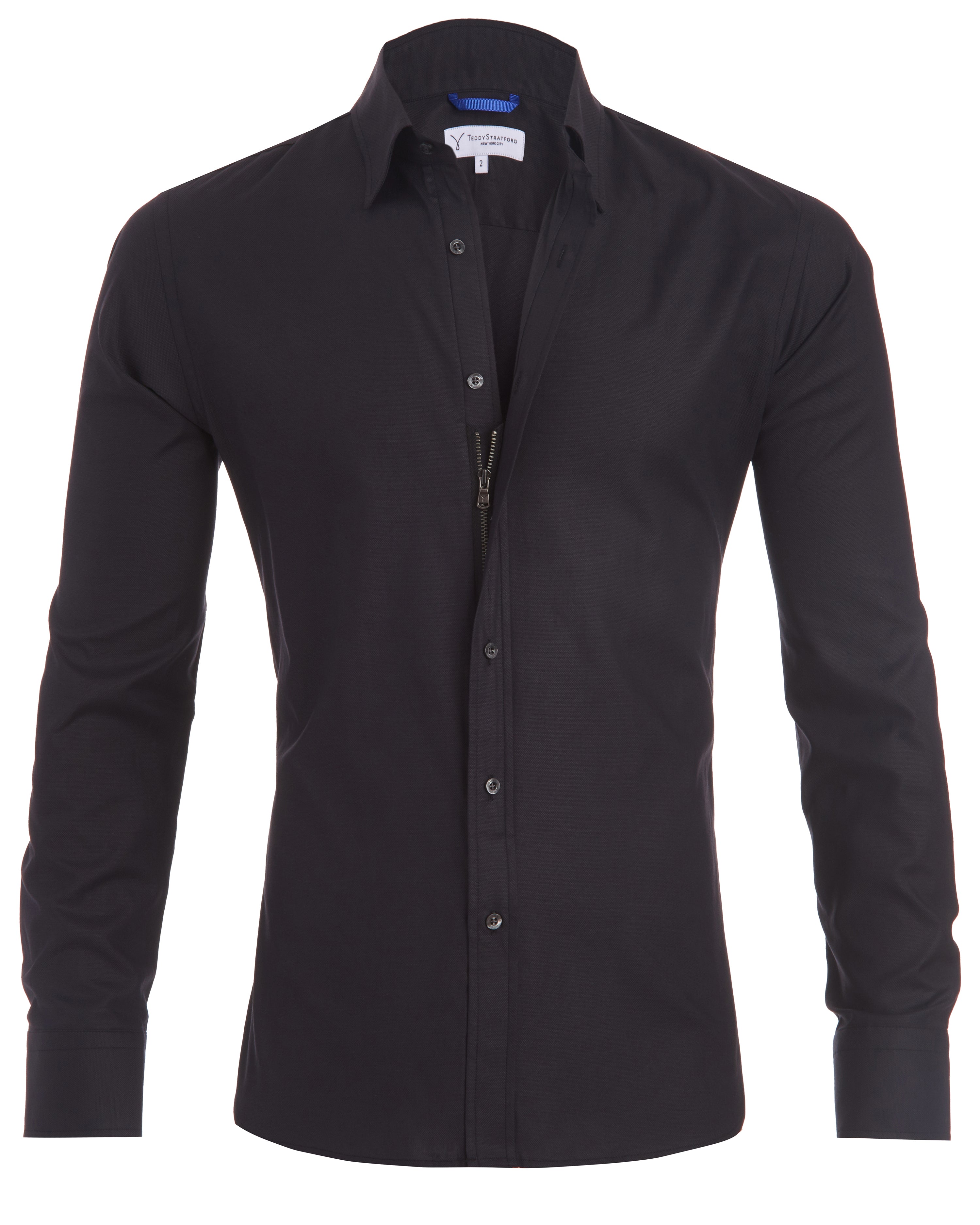 Desmond | Heren Fitted Zip-Up Shirt  - By Qivii