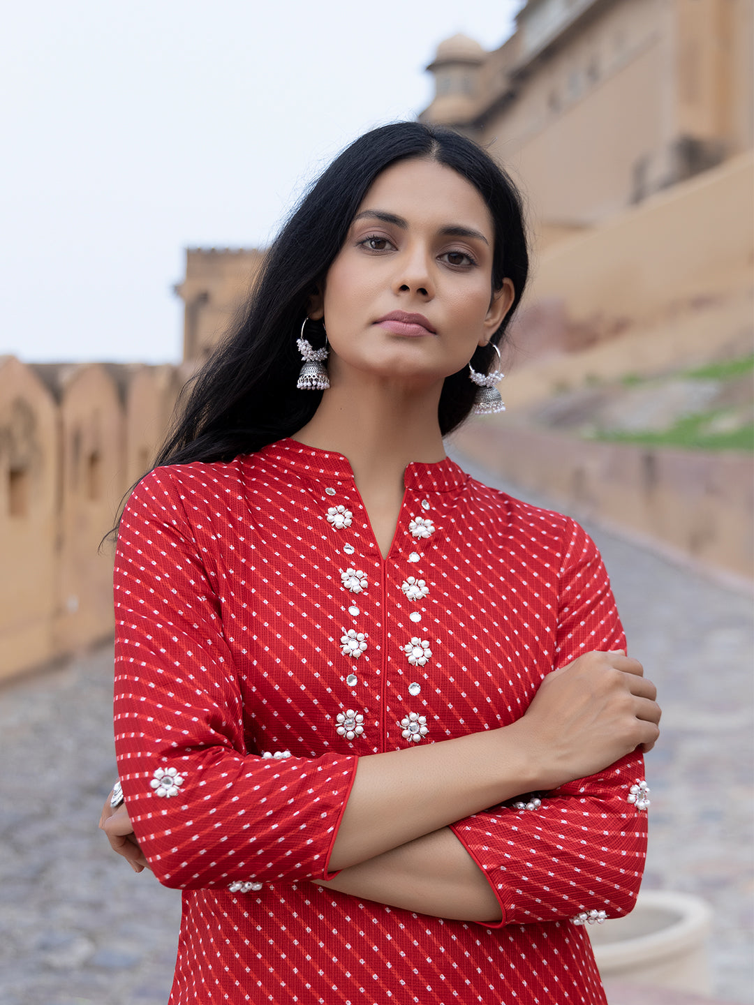 Zoya Red Leheriya Kurta  - By Ragavi - qivii