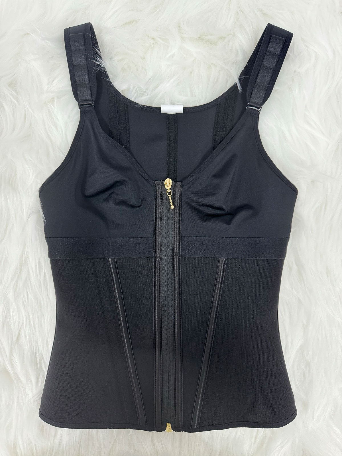 Shapshe® Women's Boned Latex Zipper Corset Tummy Control Body Shaper Vest With Bra  - By Qivii