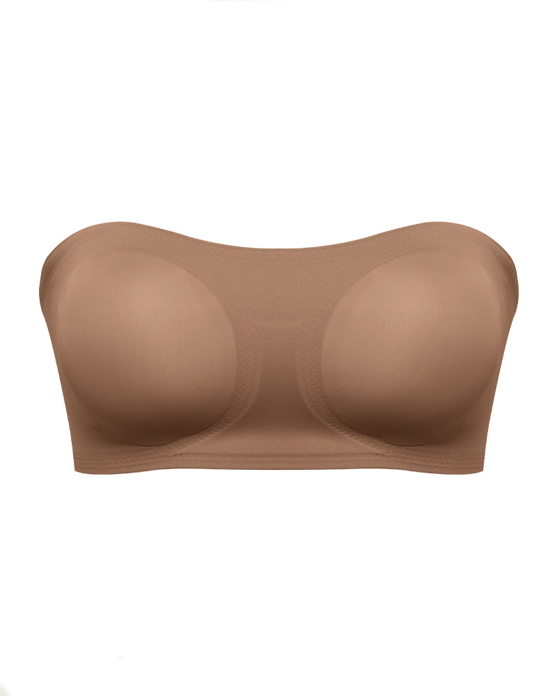 Comfy Push-Up Bandeau Bra Strapless Non-Slip Silicone Cross Side Buckle Bra  - By Qivii