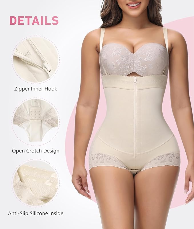 Shapshe® Fajas Colombianas Tummy Control Zipper Open Bust Compression Garment Shapewear  - By Qivii