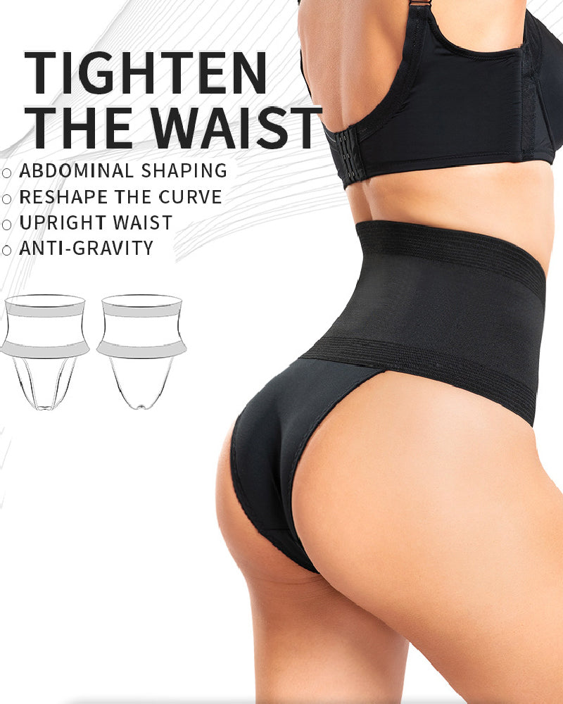 Women's Waist Cincher Shaper Thong Tummy Control High Waist Slimmer Shapewear Panty  - By Qivii