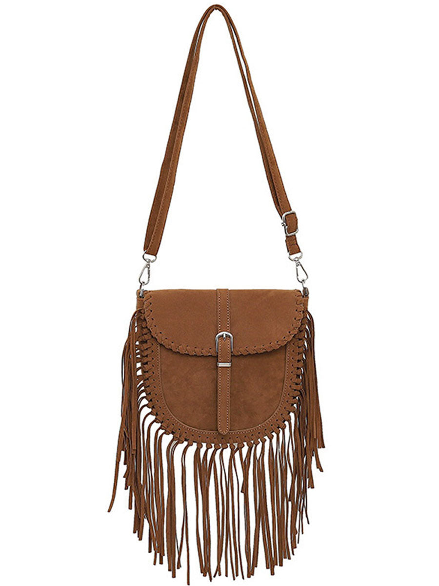 Vintage Bohemian Tassel Suede Shoulder Bag  - By Qivii