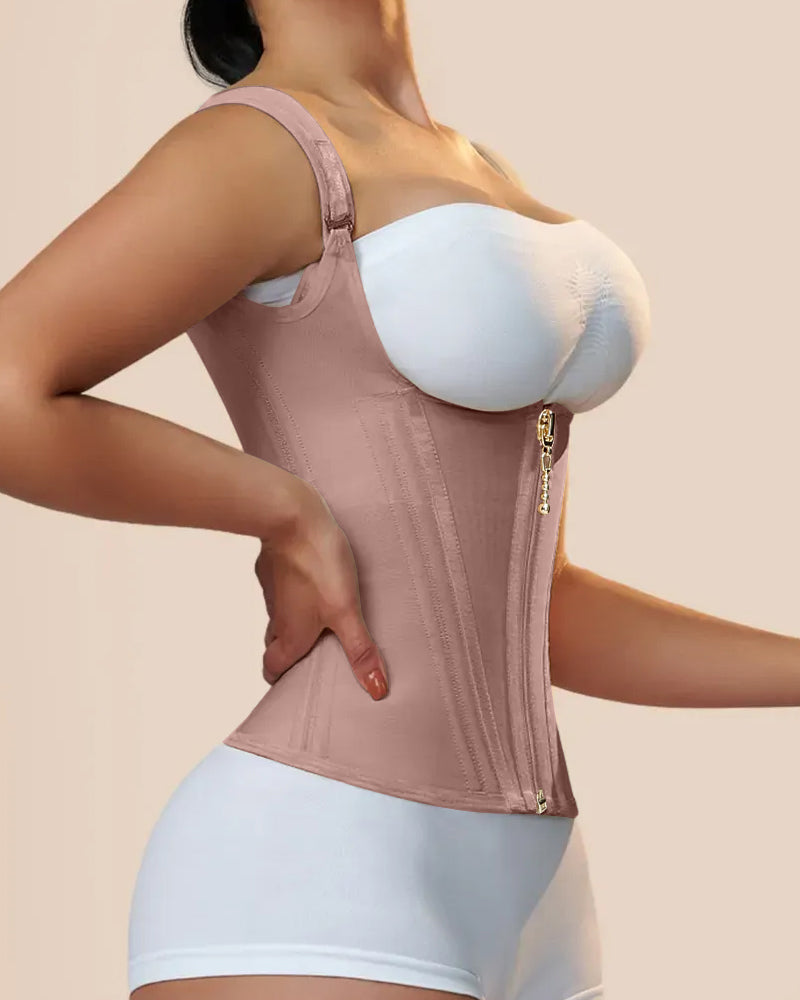 Waist Trainer for Women Body Shaper Corset Vest Tank Top with Steel Bones  - By Qivii