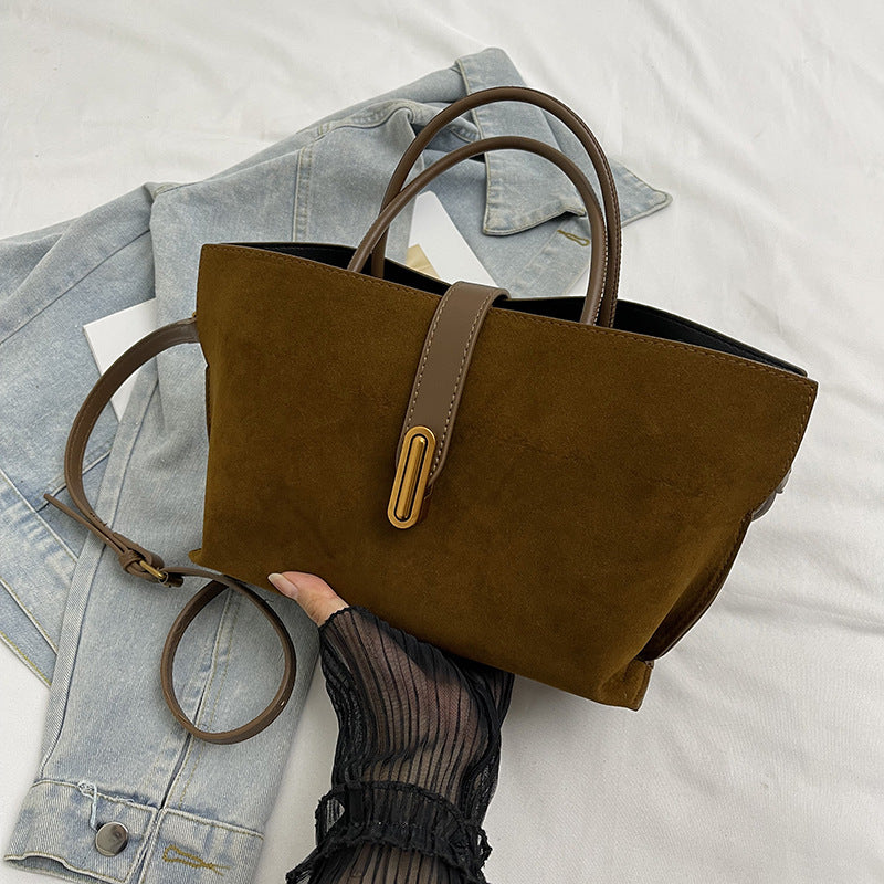 Women's Vintage Commuter Tote - XL Capacity Pebbled PU or Sueded Tote | Convertible Carry & Retro Design