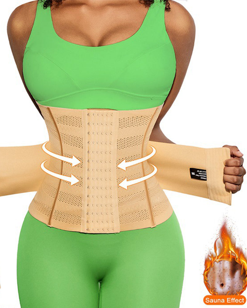 Hollow Breathable Double Belt Waist Trainer Tummy Control Slimming Sports Corset  - By Qivii