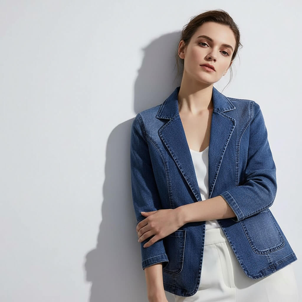 Theodora Organic Denim Blazer  - By Qivii