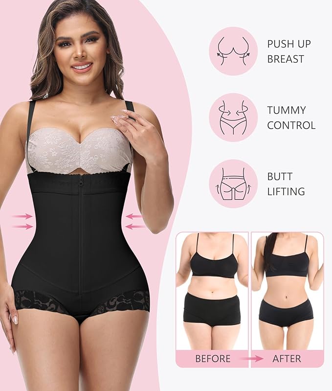 Shapshe® Fajas Colombianas Tummy Control Zipper Open Bust Compression Garment Shapewear  - By Qivii