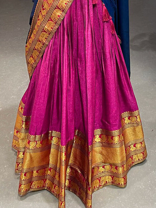 Narayan Pet Cotton Zari Weaving Work Lehenga Choli In Pink Color