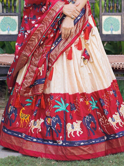 Exquisite maroon Dola Silk Lehenga Choli adorned with shimmering foil work