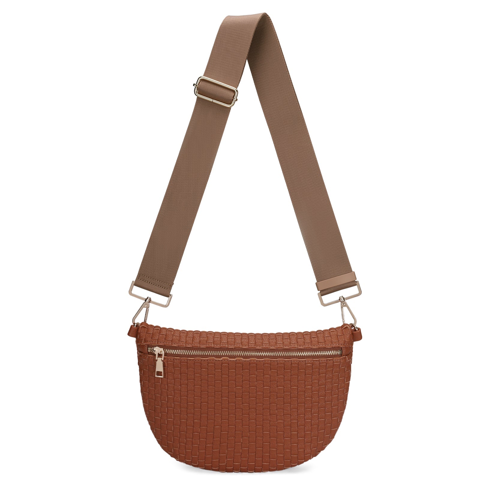 Ounamei Checkered Woven Crossbody Fanny Pack for Women – Adjustable Sling Bum Bag, Lightweight Everyday Travel Shoulder Purse