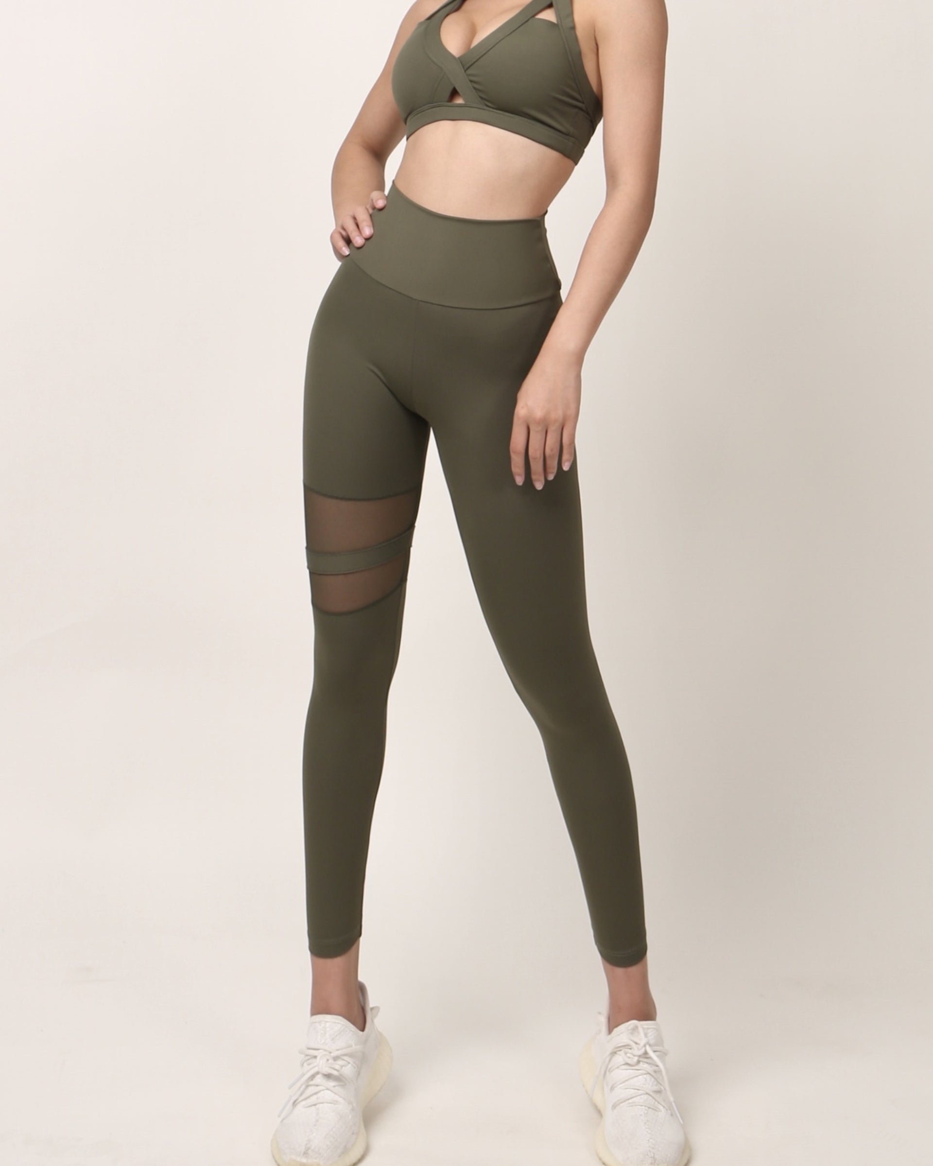Unique Cut Out Pocket Mesh Yoga Pants Scrunch Bum Leggings  - By Qivii