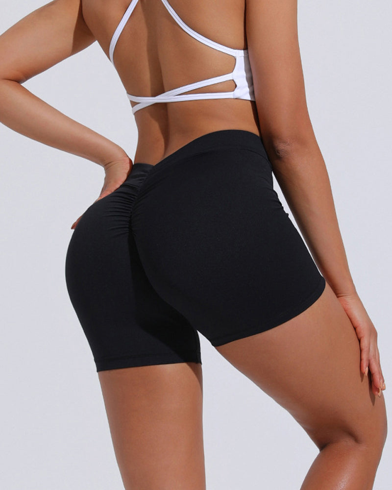 V Back Push Up High waist  hip lifting Workout Yoga Shorts  - By Qivii