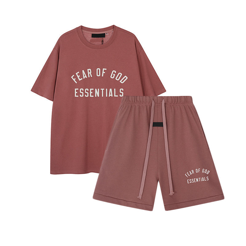 FW24 Half Arc T-Shirt / Shorts / Set - Wine Red  - By Qivii