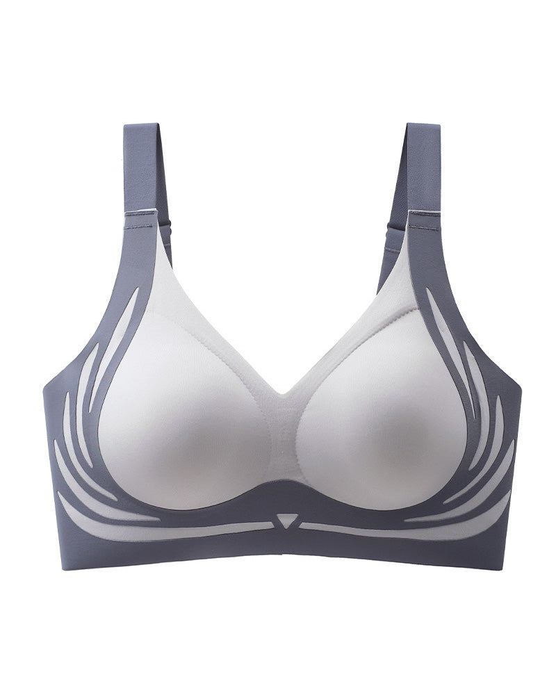 Seamless Contrast Color Wireless Soft Anti-sagging Push Up Sleep Bra  - By Qivii