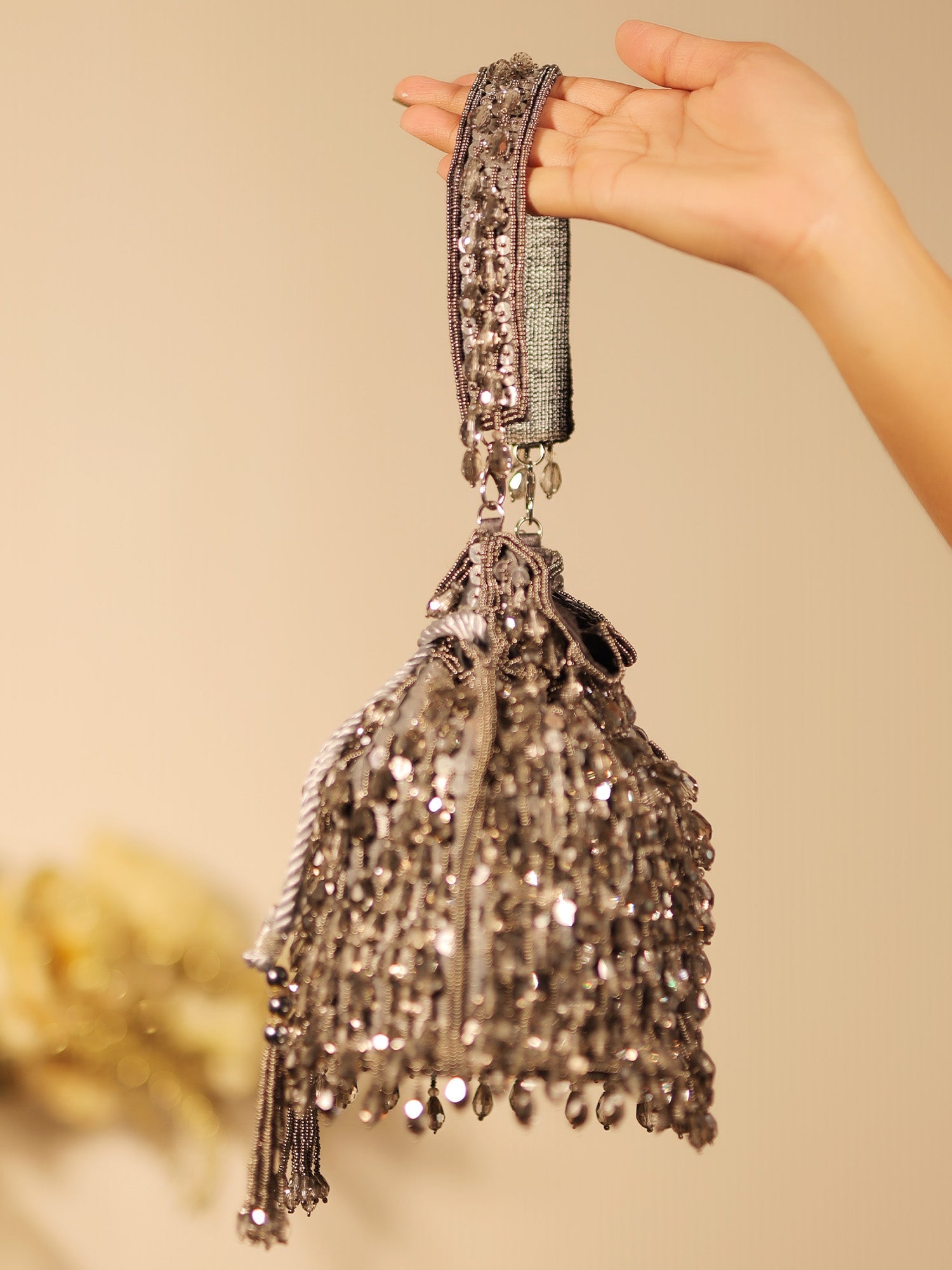 Audrina Grey Potli Bag