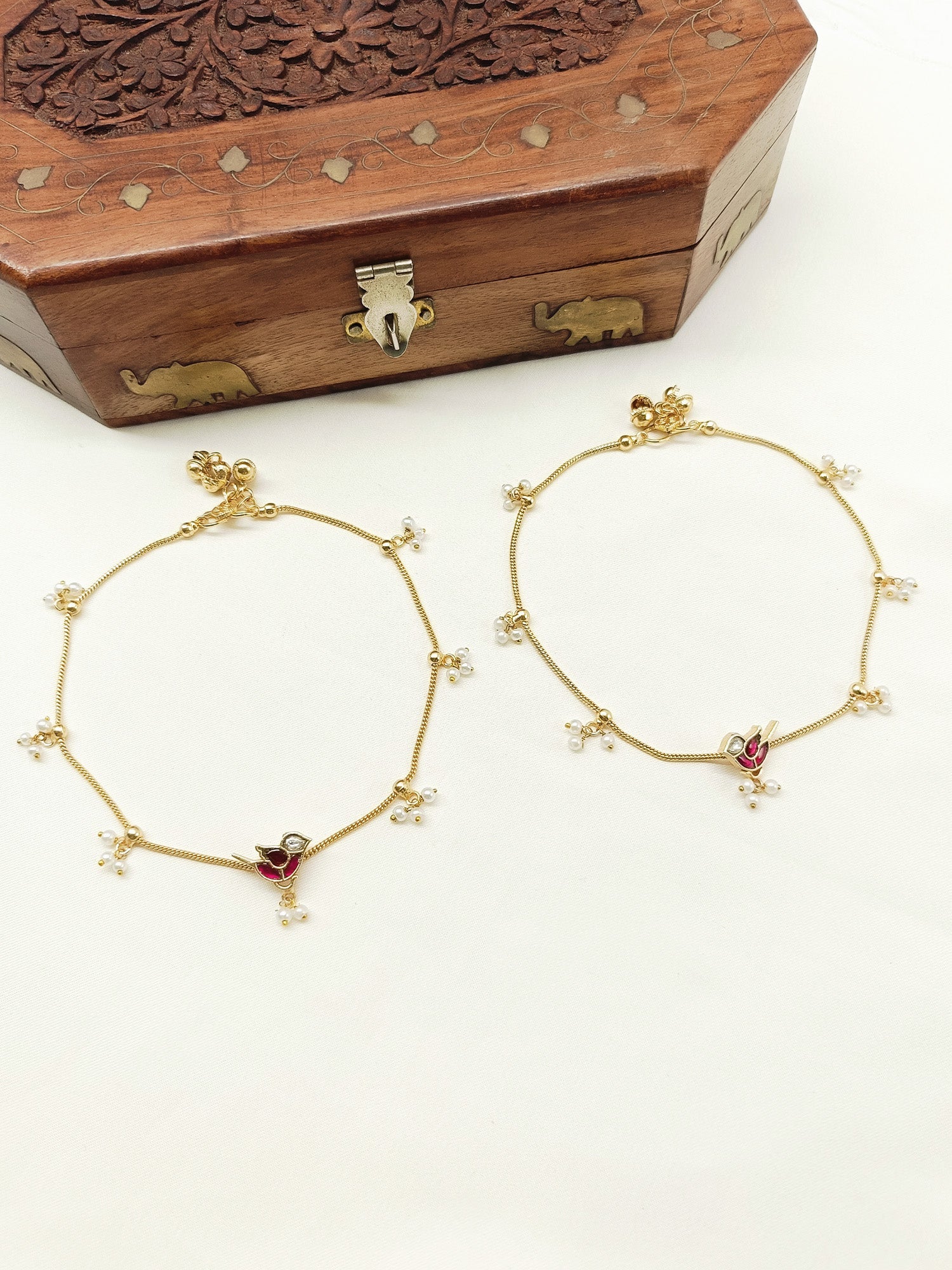 Mihi Ruby Kundan Anklet
