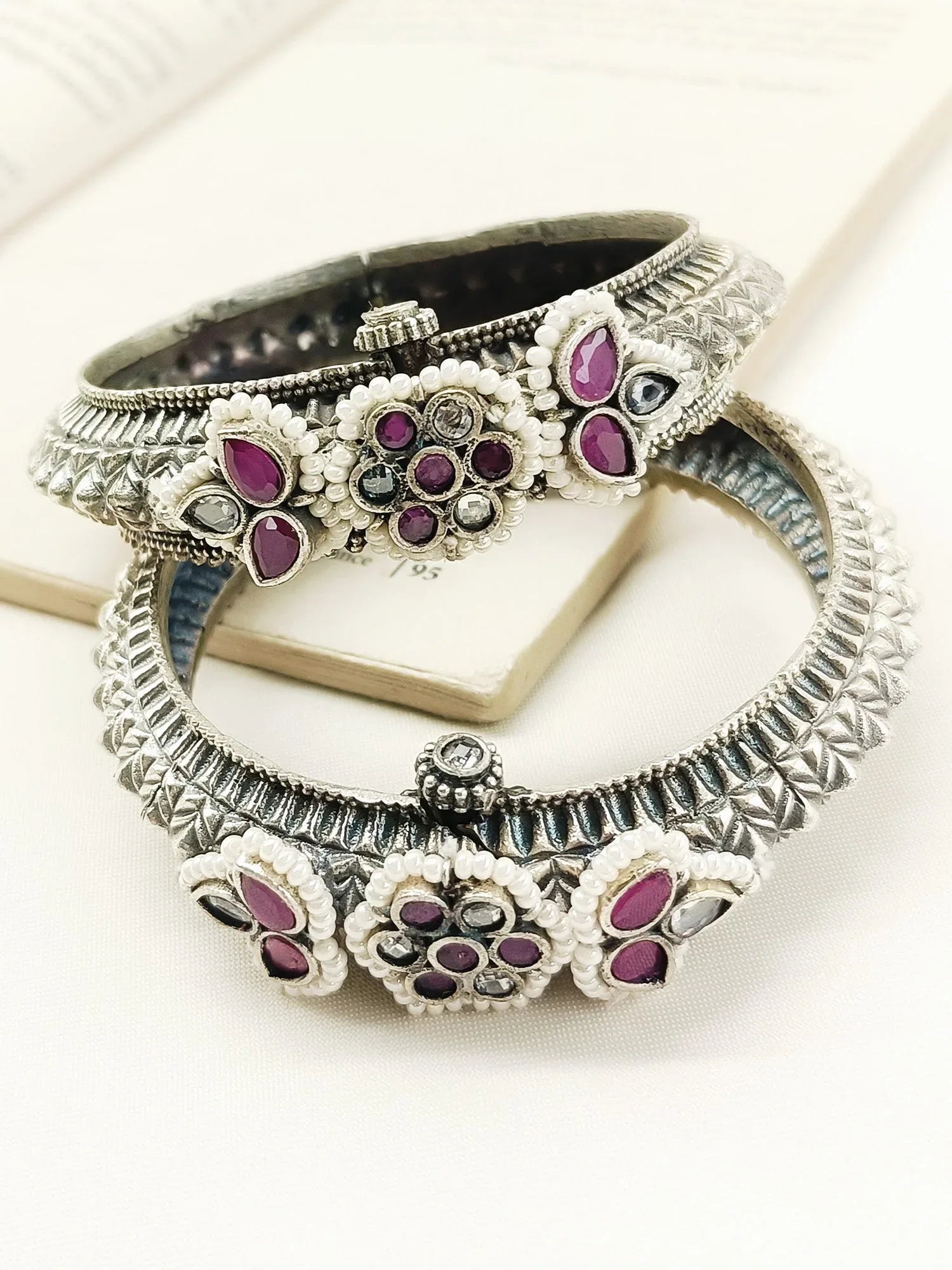 Chakori Ruby Oxidized Bangles