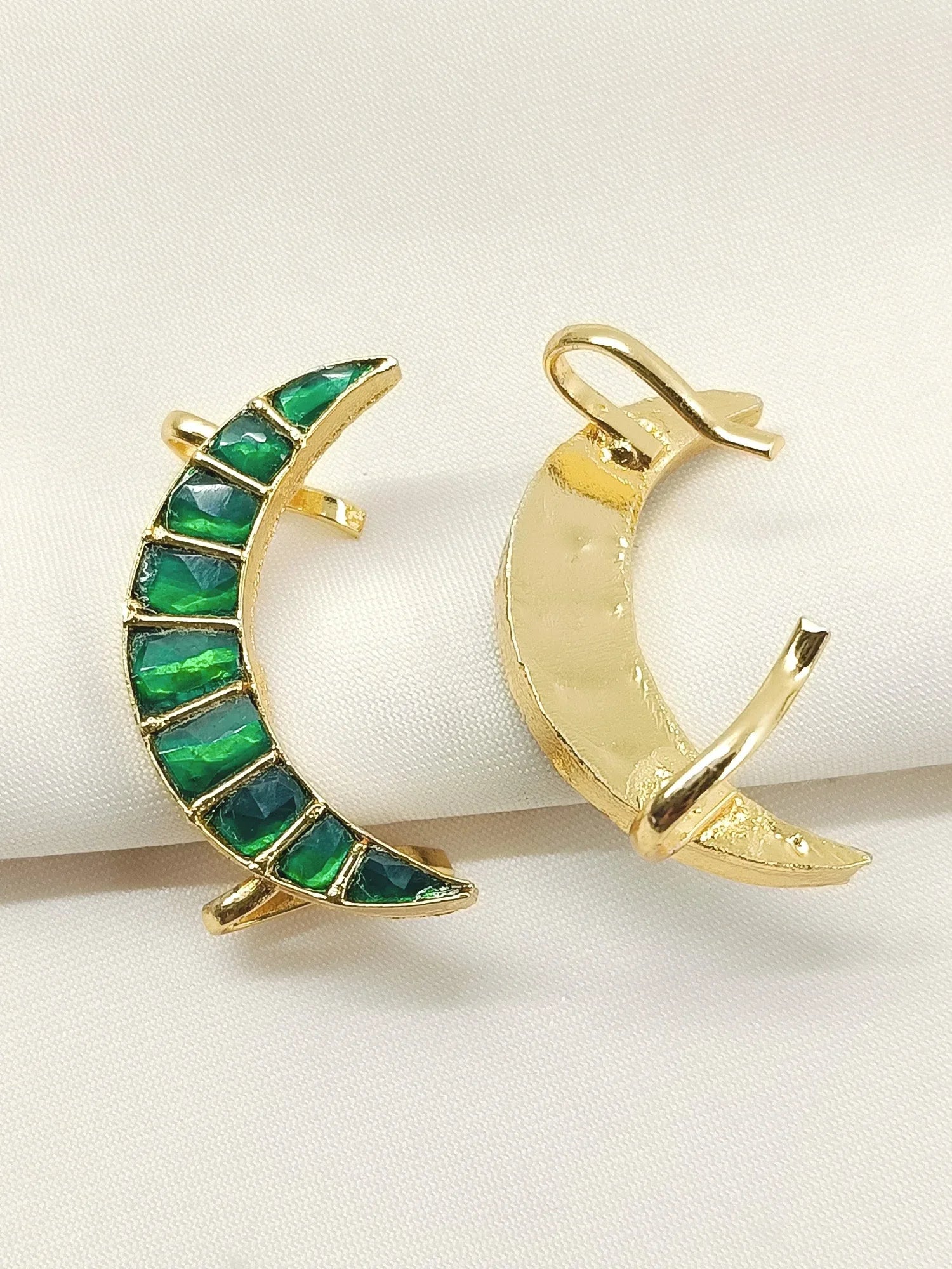Taruni Green Men's Moon Shape Kundan Earcuff [Price Is For Pair]