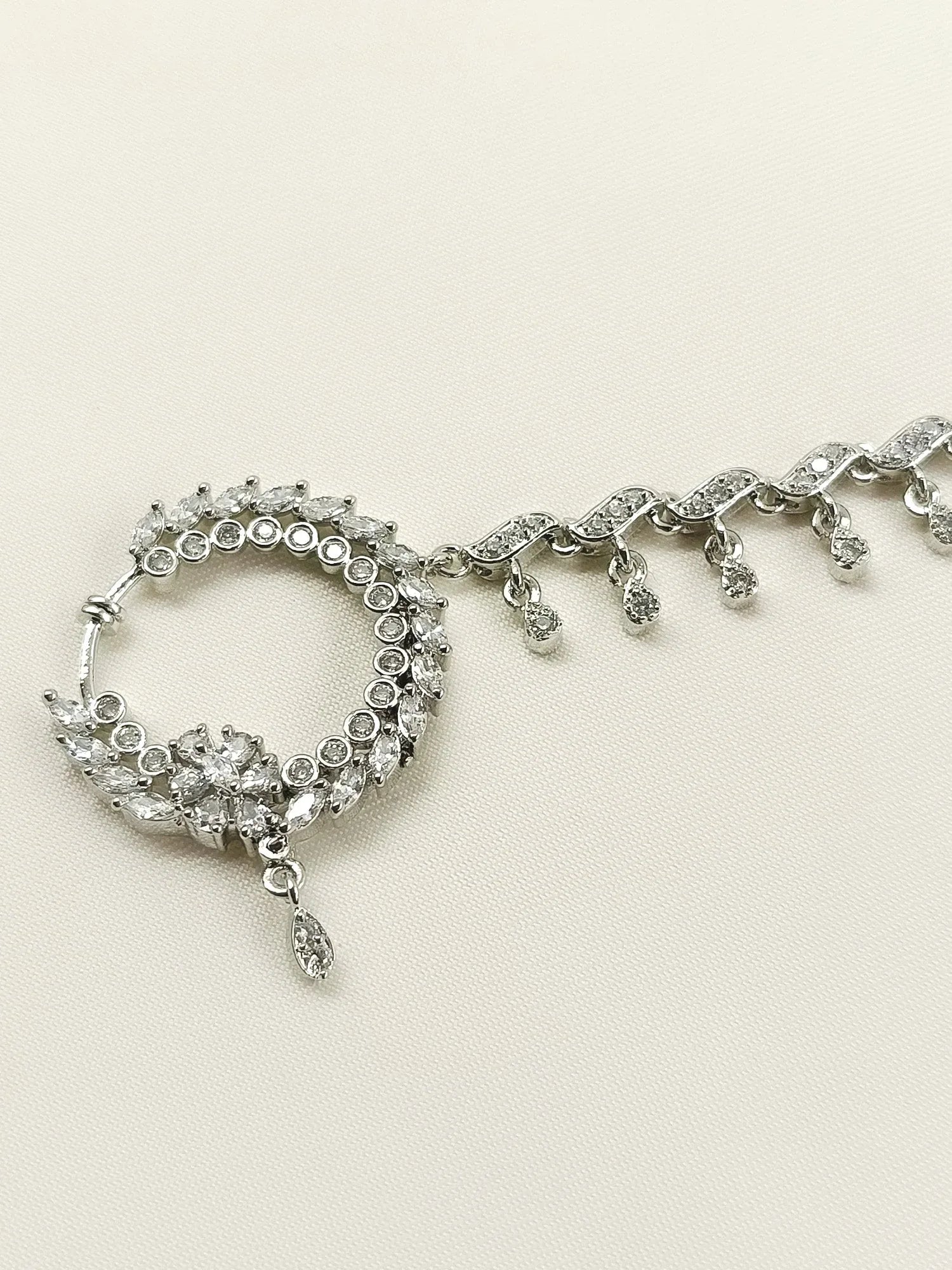Gunjan White American Diamond Nath
