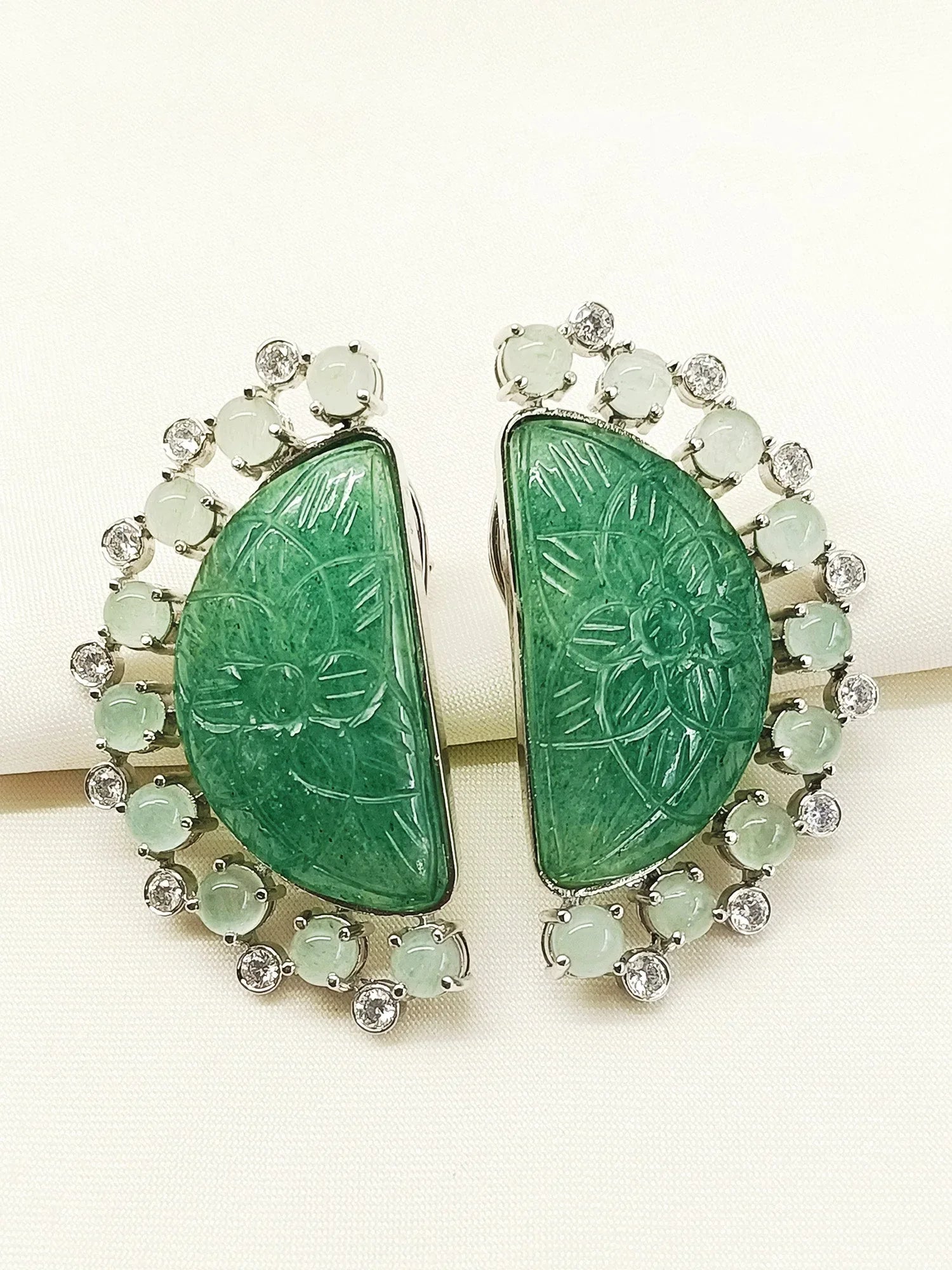 Dhanya Mint Green 92.5 Silver Natural Stone Tops