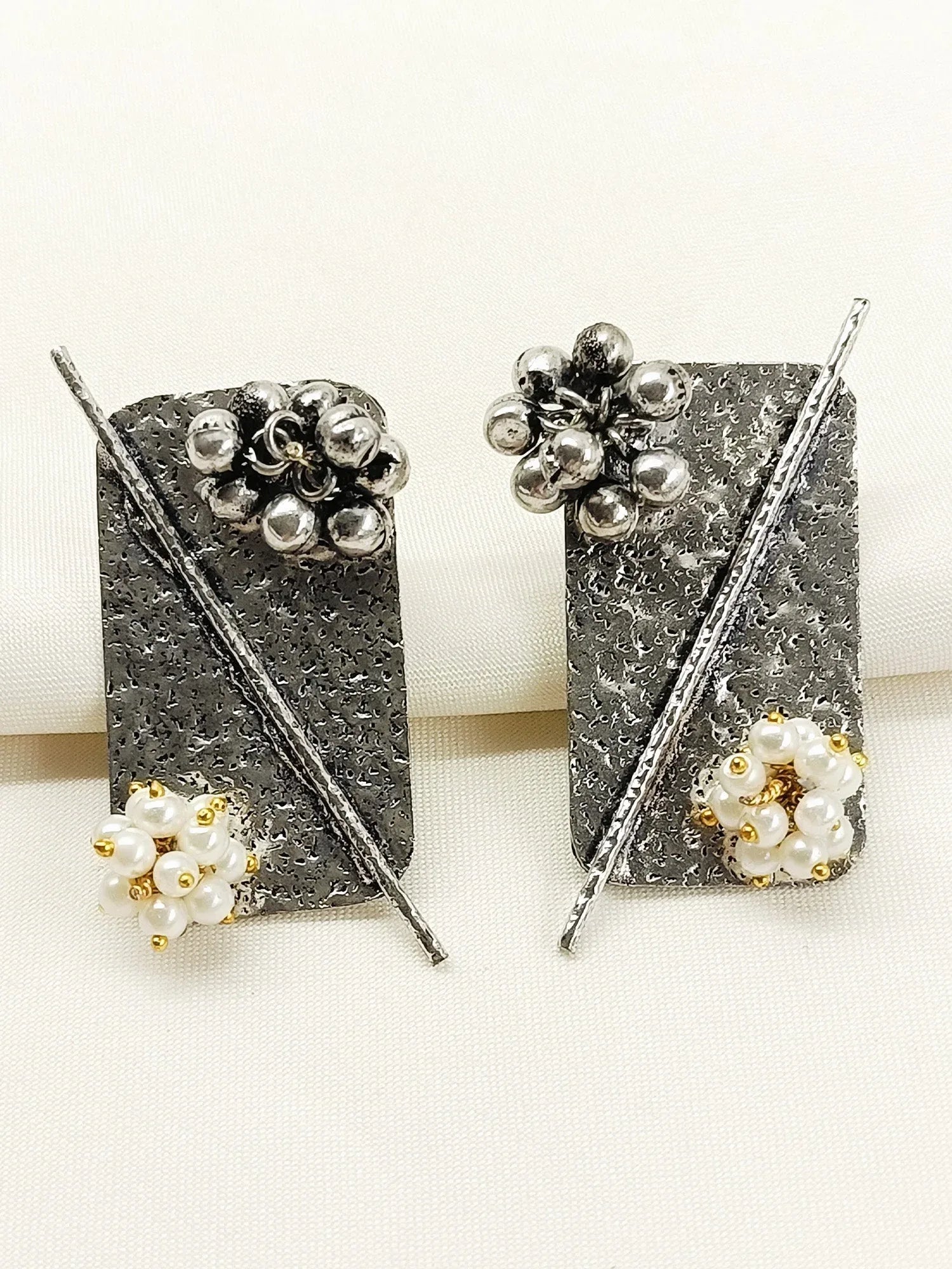 Jivananda White Pearl Oxidized Tops
