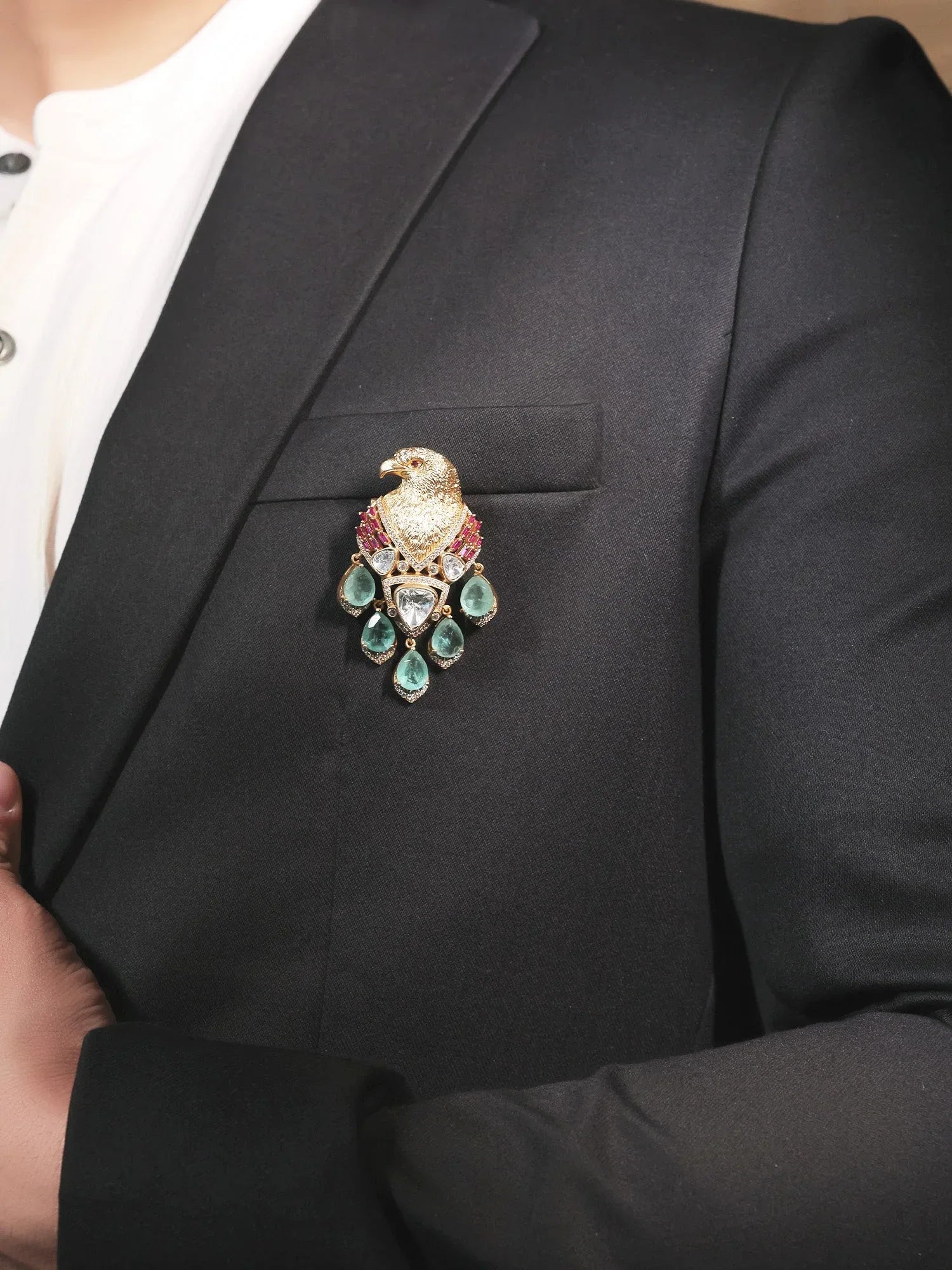 Asmara Mint Green Eagle Brooch