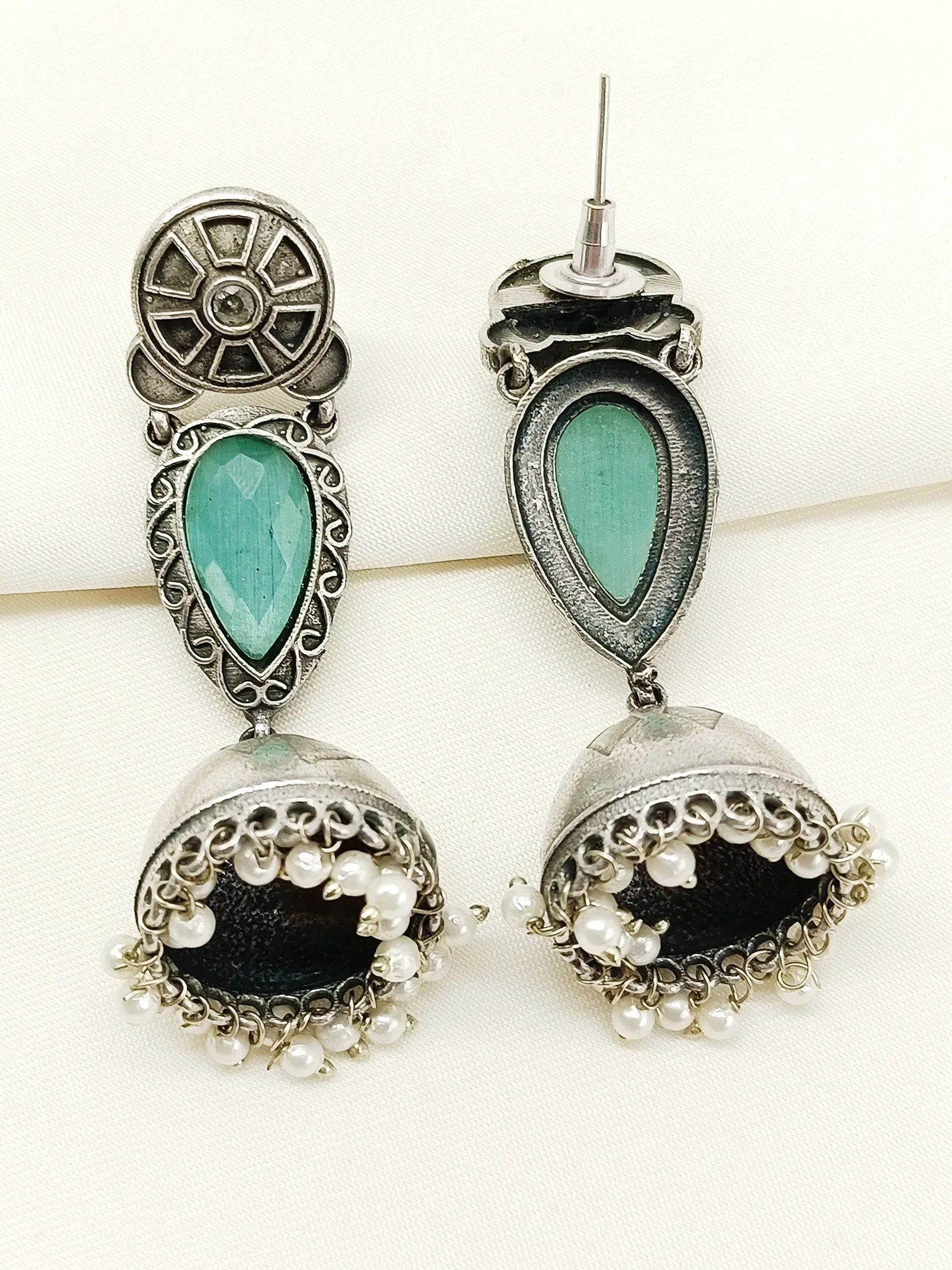 Upasana Mint Green Oxidized Jhumki