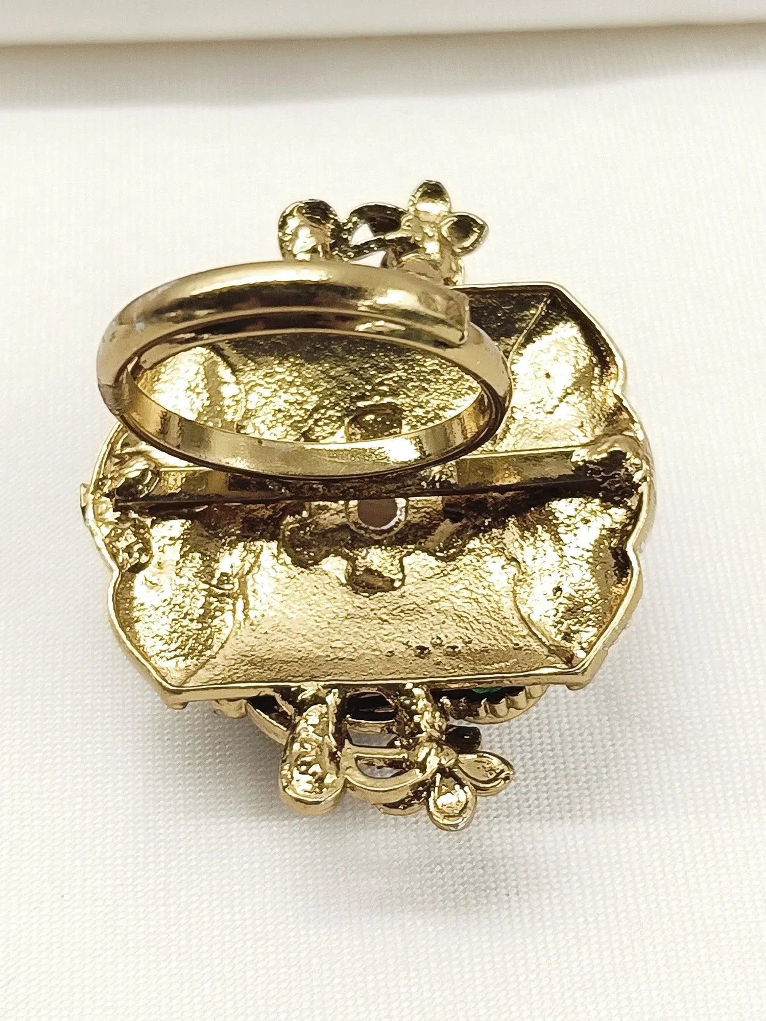 Oindrila Peach Oxidized Finger Ring