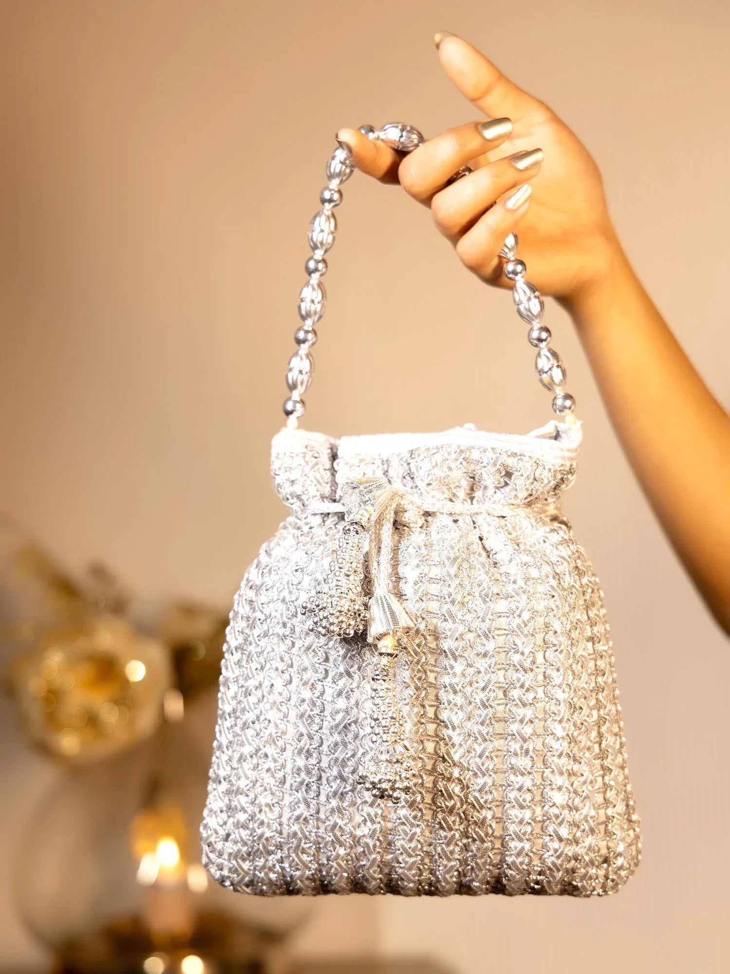 Aamisha Silver Potli Bag