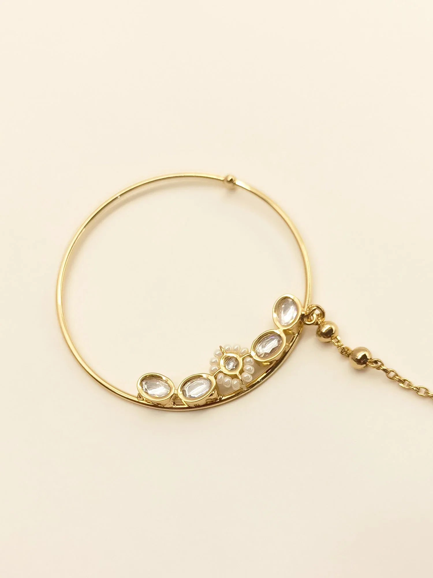 Rajani White Gold Plated Kundan Nath