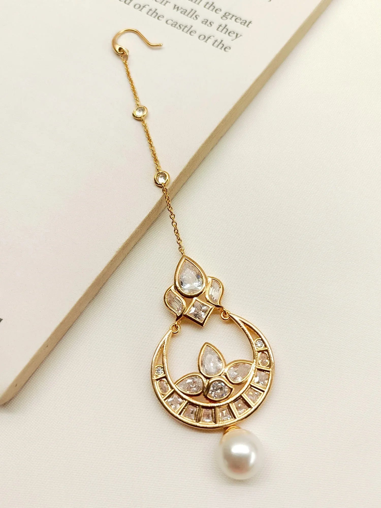 Yamini White American Diamond Maang Teeka