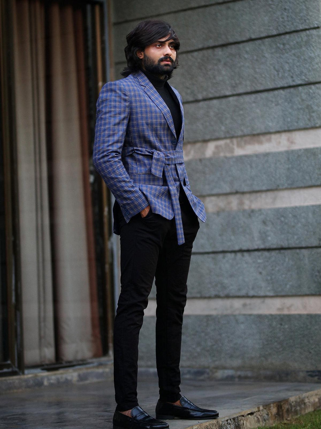 Amazing Blue Color Men's Single Breasted Blazer