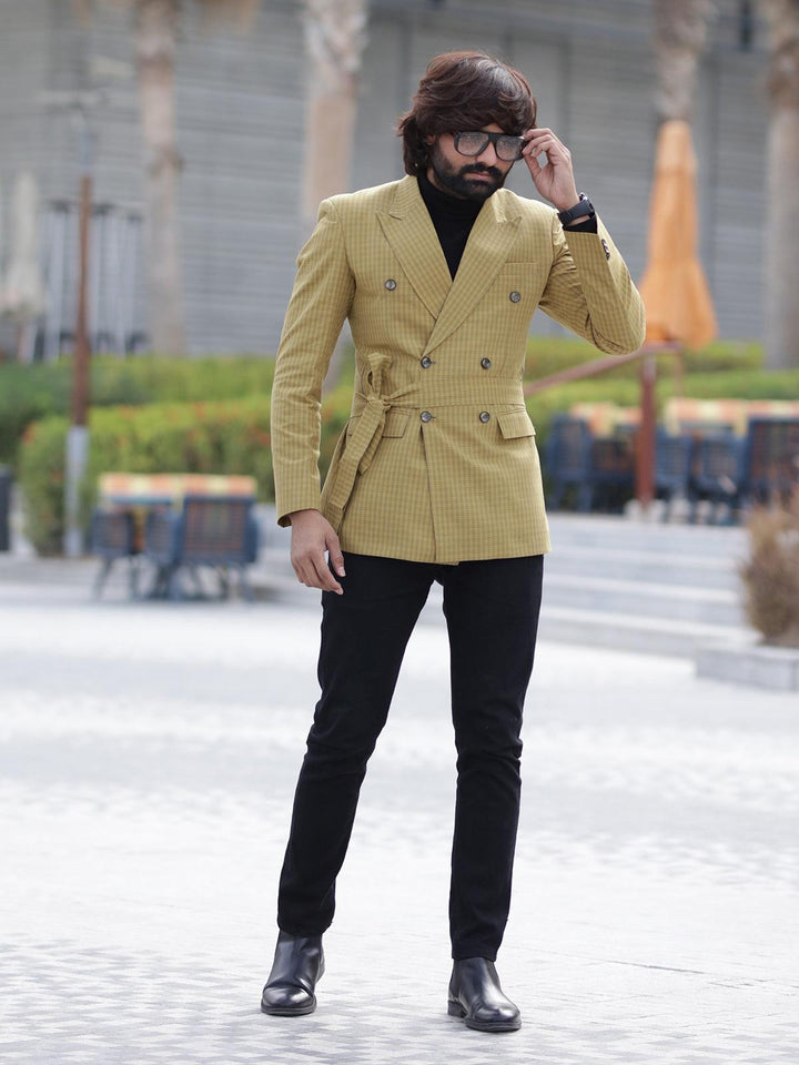 Amazing Mustard Color Men's Double Breasted Blazer