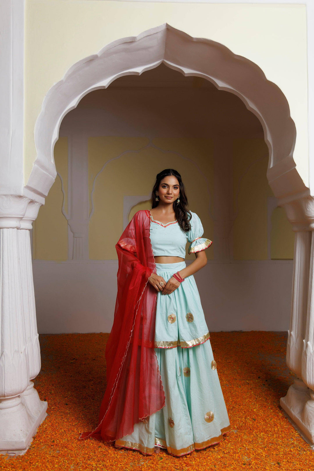 Aquamarine Blue Lehenga Set - qivii