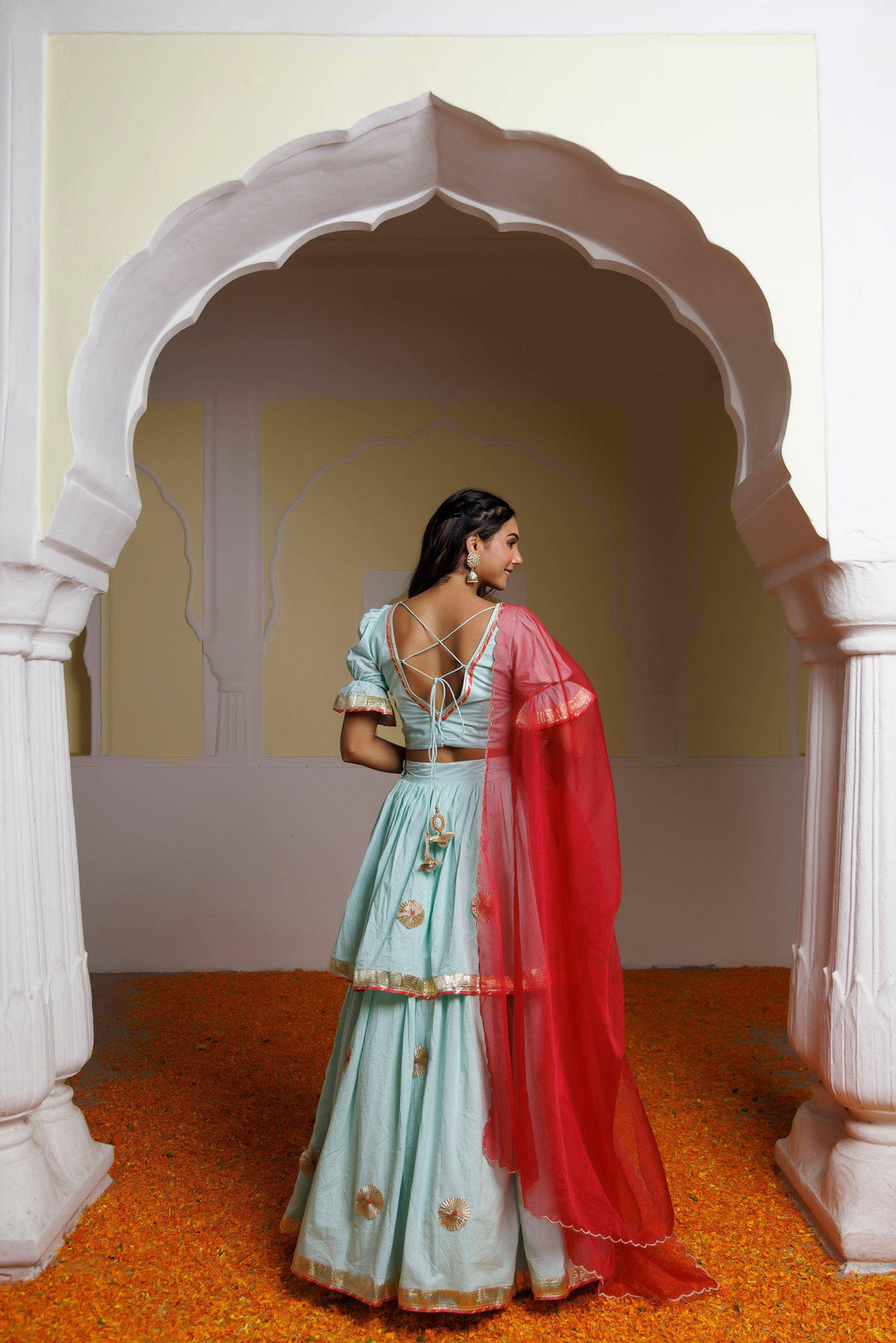 Aquamarine Blue Lehenga Set - qivii