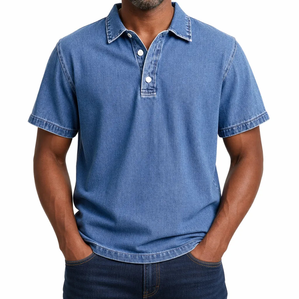 Aston | Mens Denim Dress Polo Shirt
