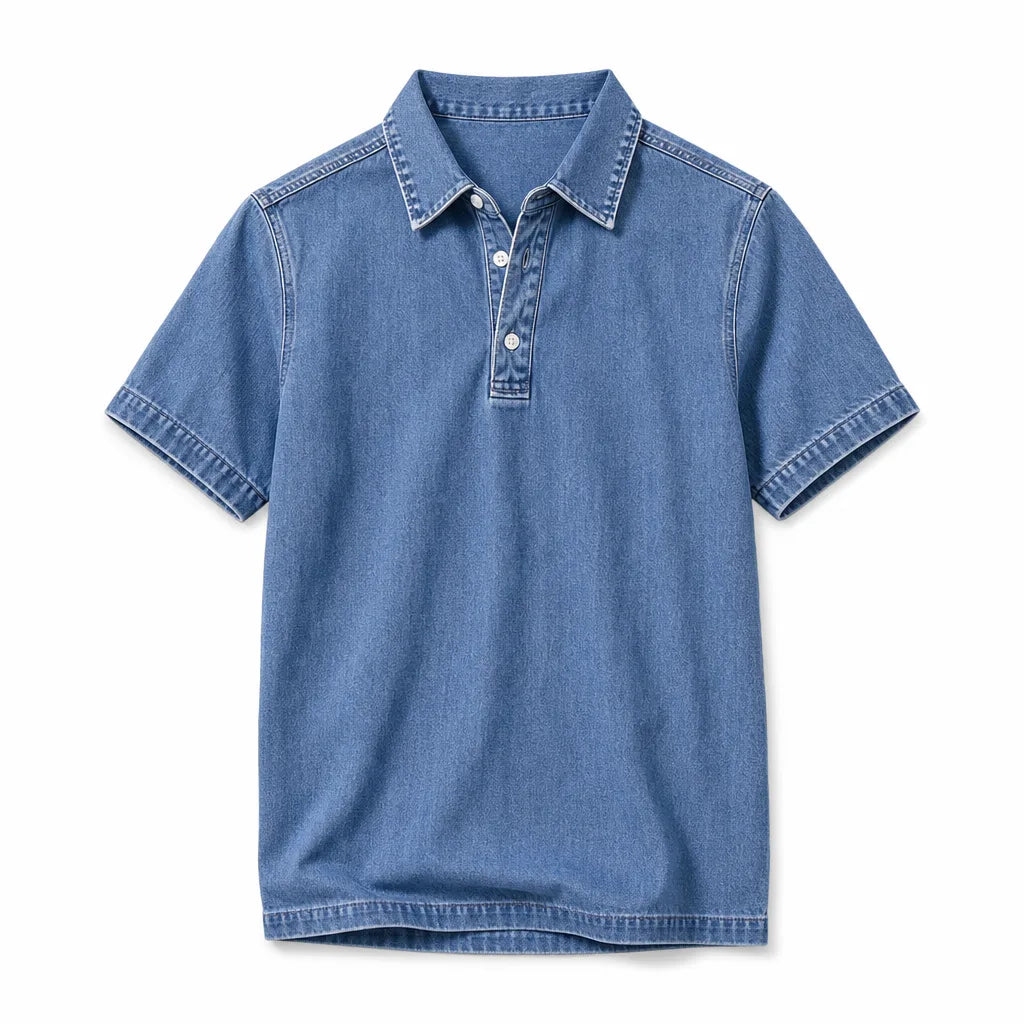 Aston | Mens Denim Dress Polo Shirt