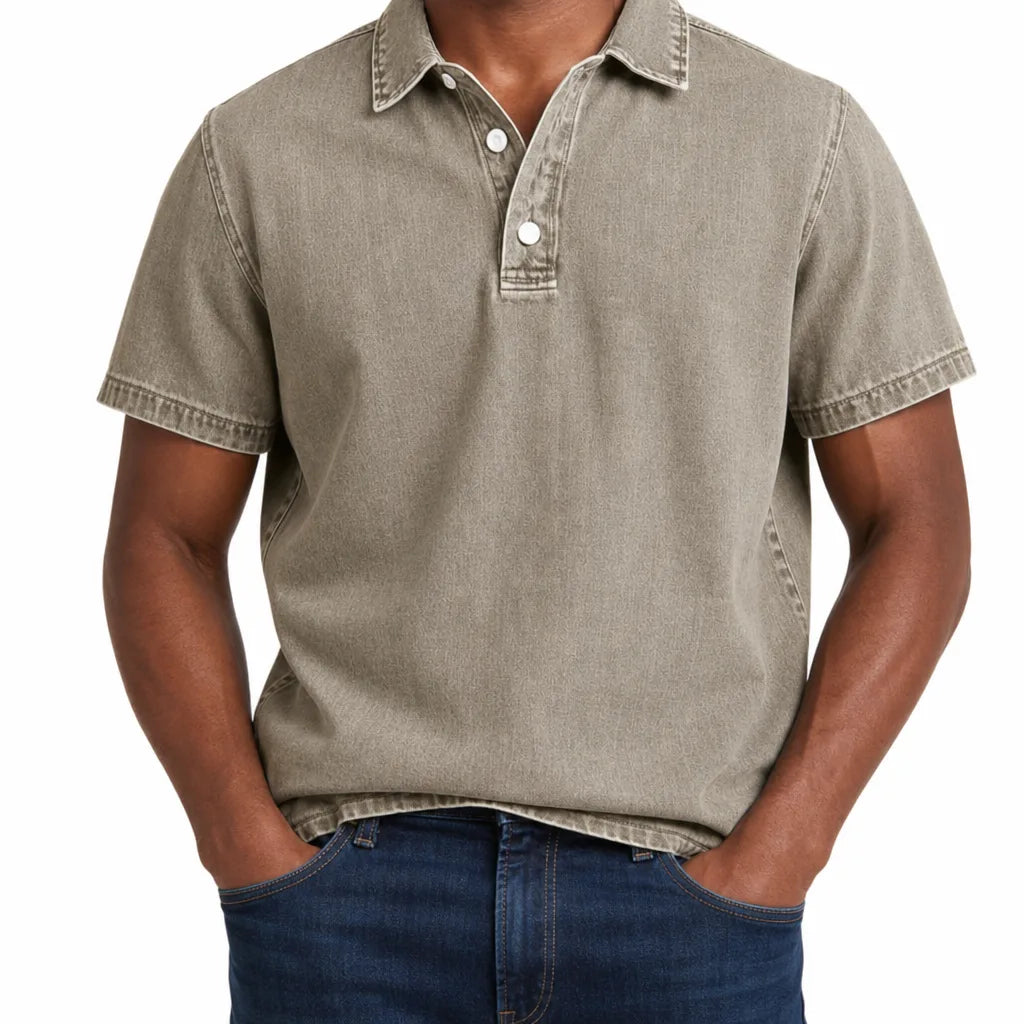 Aston | Mens Denim Dress Polo Shirt