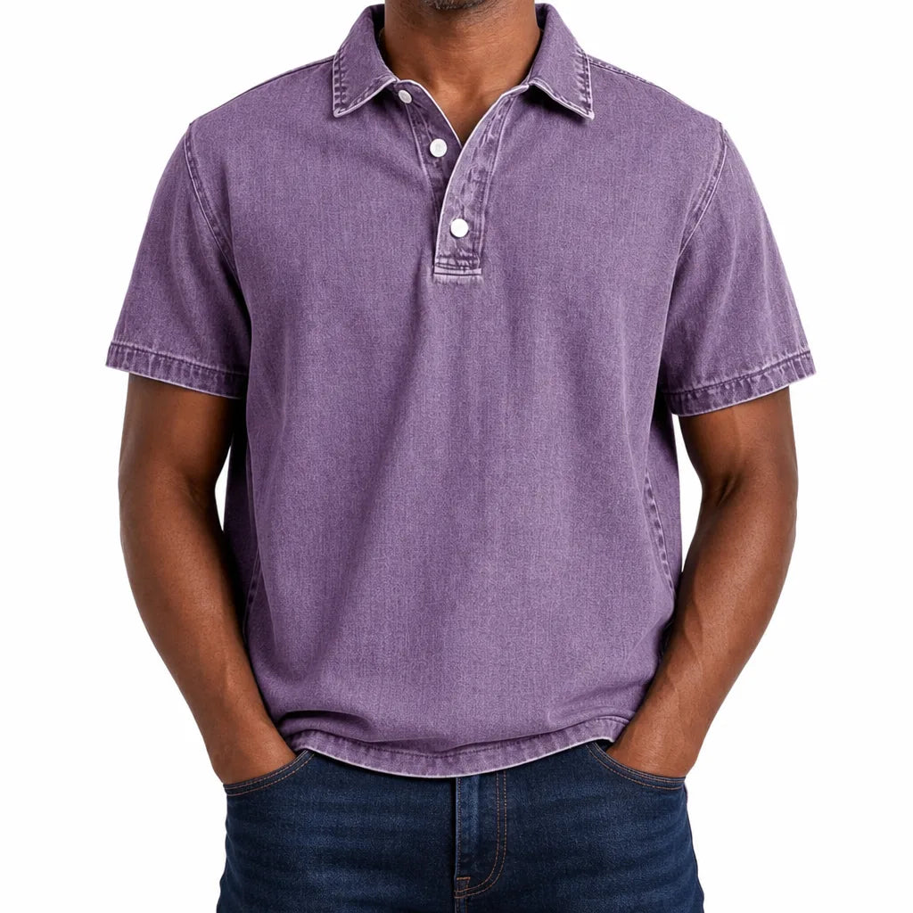 Aston | Mens Denim Dress Polo Shirt