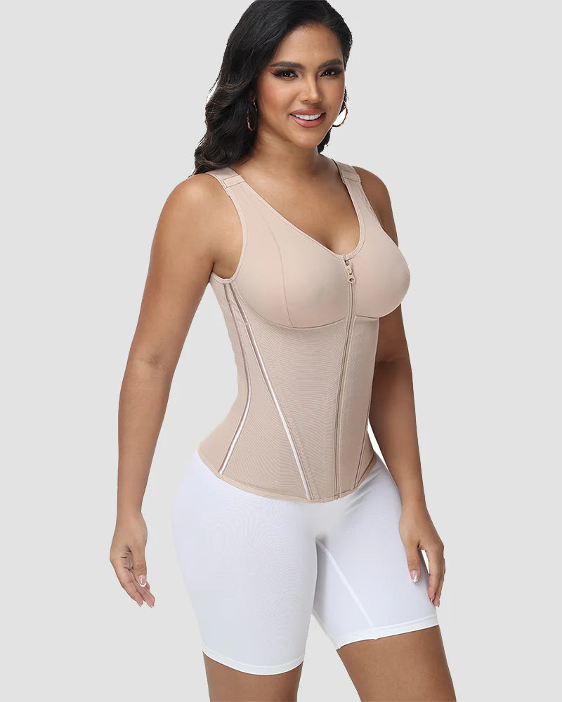 Shapshe® Corset Vest with Padded Bra Front Zipper Waist Trainer