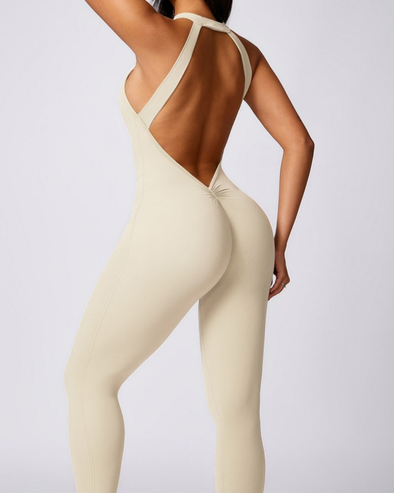 Peach Hip-lifting and Beautiful Back Quick-drying Yoga Jumpsuit  - By Qivii
