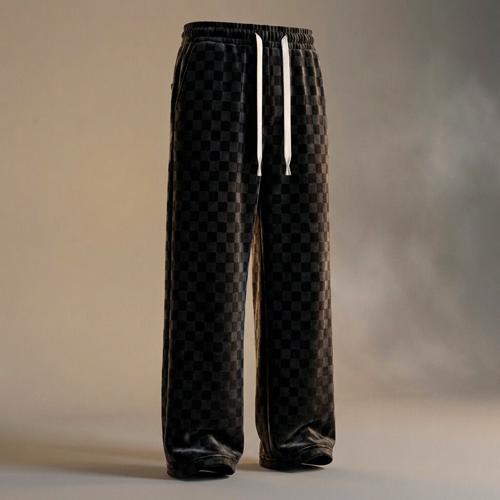 Matt Checkered Corduroy Sweatpants  - By Qivii