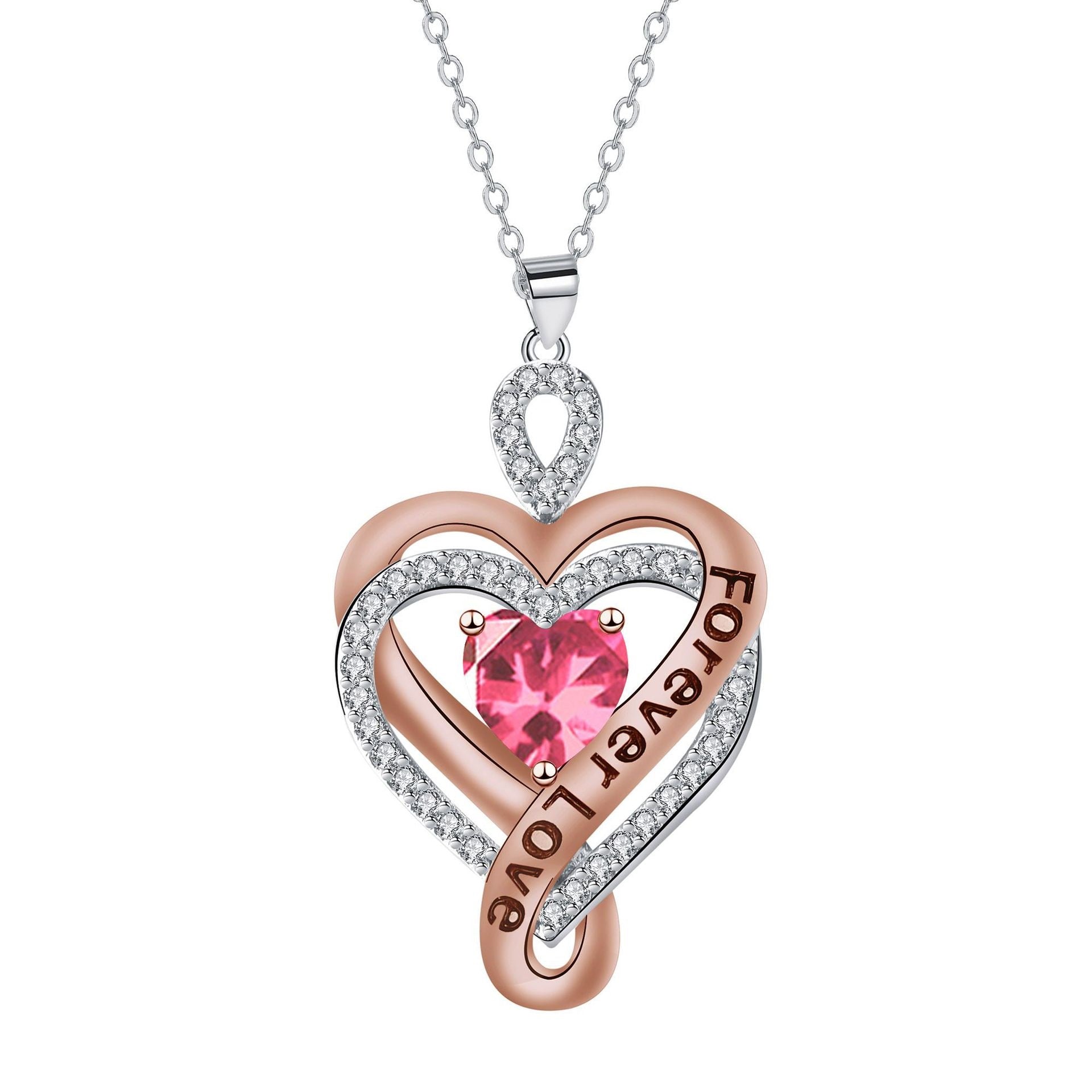 Double Love Necklace Women's Rose Pendant Retro Simple Elegant