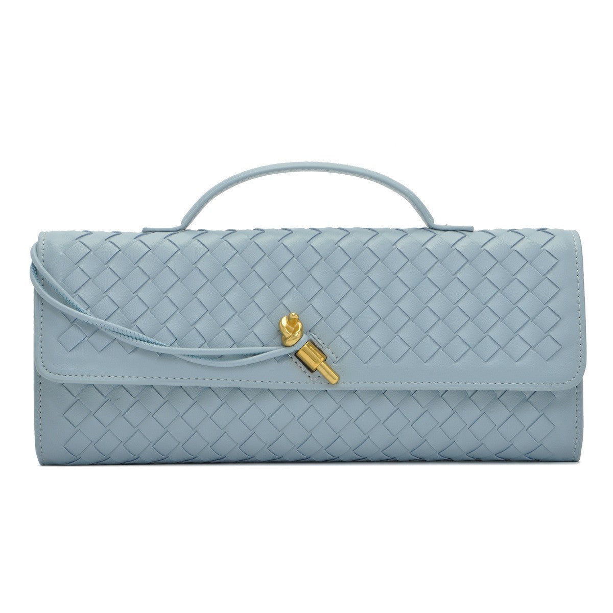 Women's Celestial Baguette Clutch - Kiss-Lock Woven Minaudière with Chain Strap