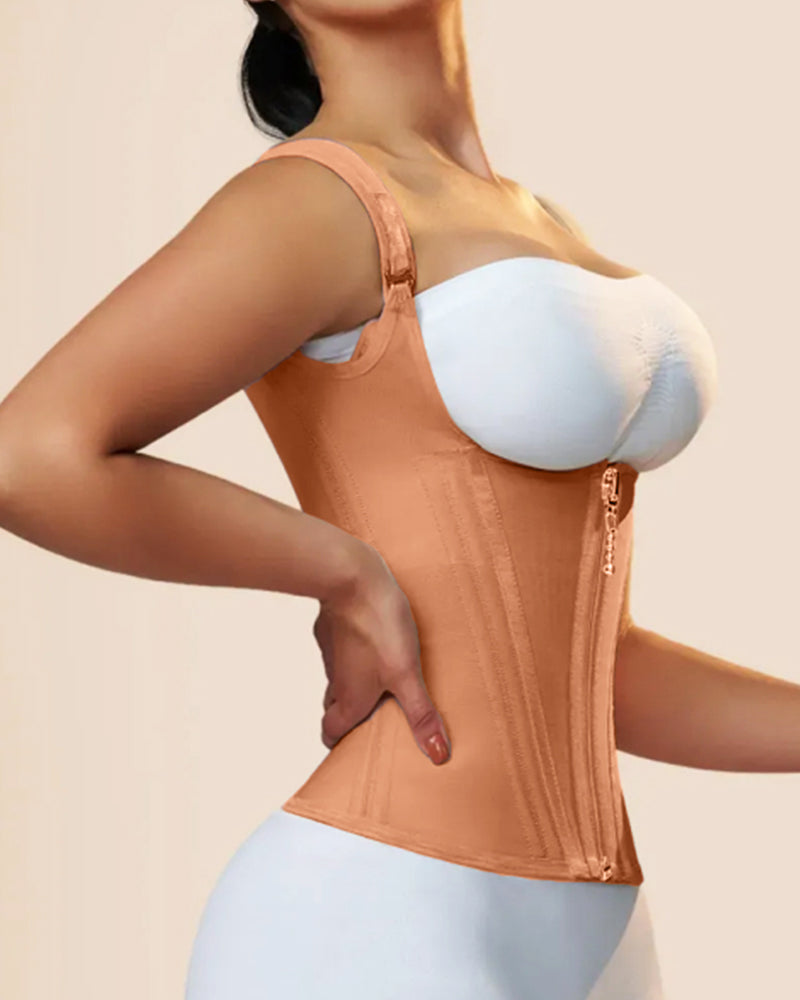 Waist Trainer for Women Body Shaper Corset Vest Tank Top with Steel Bones  - By Qivii