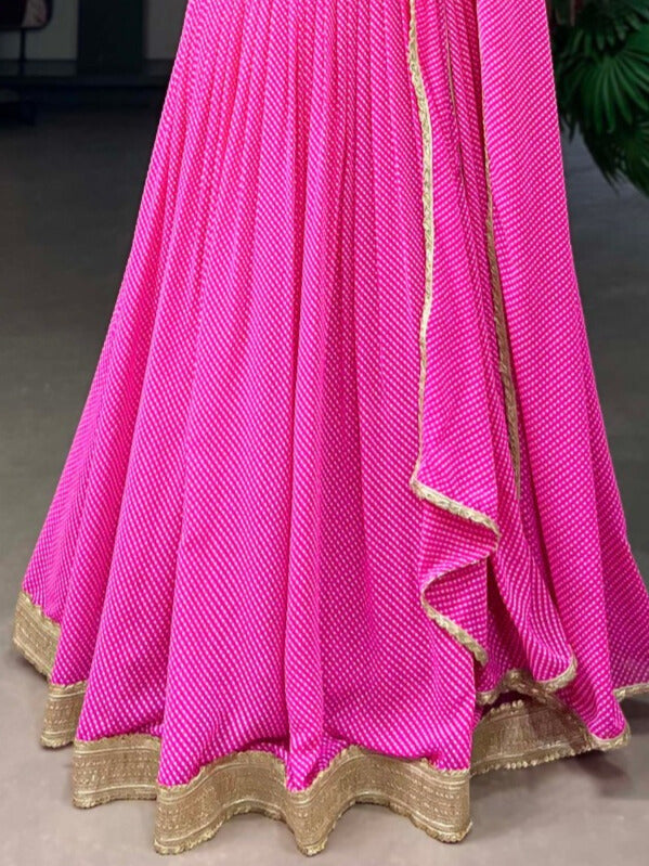 Effortless Charm with Our Dot Print Georgette Lehenga Choli In Pink Color