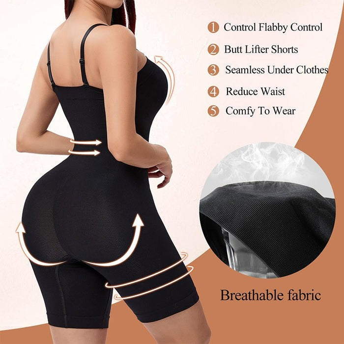 Slimming Sleeveless Bodysuit With Removable Shoulder Strap  - By Qivii