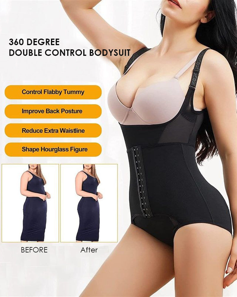 Women's Waist Trainer Bodysuit Tummy Control Slim Cincher Open Bust Shapewear  - By Qivii