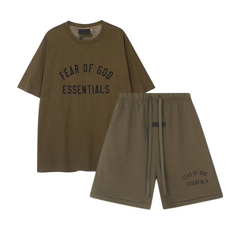 FW24 Half Arc T-Shirt / Shorts / Set - Army Green  - By Qivii